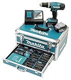 Makita DHP453RFX2 Akku-Schlagbohrschrauber 18 V / 3,0 Ah im Alukoffer + 96tlg. Zubehör-Set,...