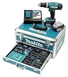 Makita DHP453RFX2 Akku-Schlagbohrschrauber 18 V / 3,0 Ah im Alukoffer + 96tlg. Zubehör-Set,...