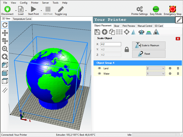 Screenshot Repetier 3D Printing Tool