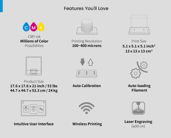 3d-drucker xyz printing da vinci color mini features